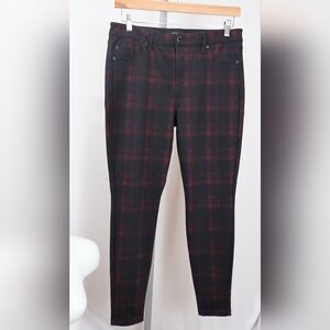 Liverpool Los Angeles Madonna Skinny Black Red  Plaid Pants